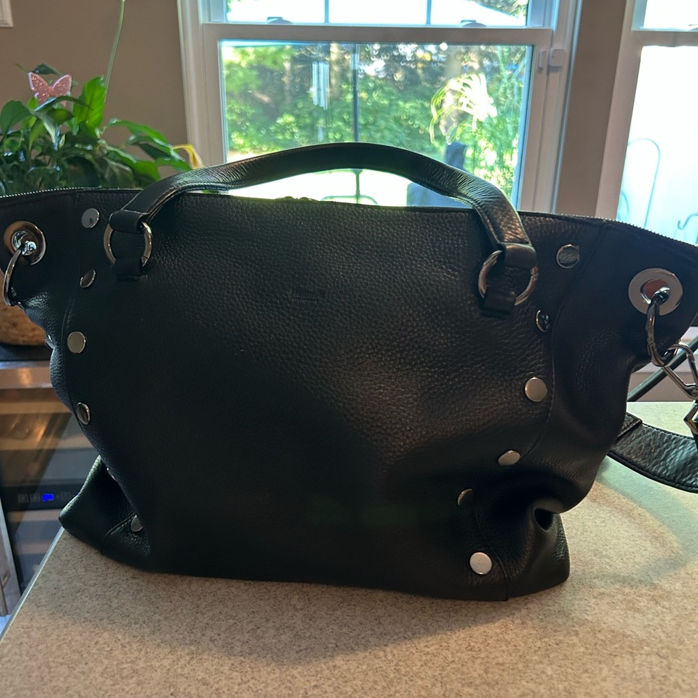 Hammitt Daniel’s large Black Leather Shoulder Bag with Silver Accents - Picture 2 of 9